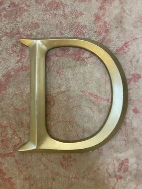 Decorative Letter D Wall Accent in Metallic Gold Prism